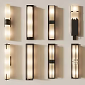 Stylish Modern Wall Lamps with Various Designs Mounted on Light Background 3d model