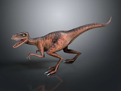 Realistic Velociraptor Dinosaur Character With Sharp Claws And Open Mouth 3d model