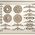 European-style Carved Classical Carved Disc Carved Corner Plaster Line 3d model