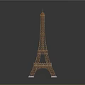 Detailed Brown Eiffel Tower Miniature Model With White Base And Metal Structure 3d model