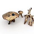 Rustic Wooden Coffee Table Featuring Natural Wood Grain Irregular Shape And Tree Stump Decor