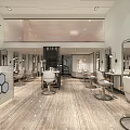 Modern Hair Salon Interior With Styling Chairs Mirrors Counters And Elegant Lighting