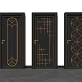 Black Swing Doors With Golden Decorative Patterns And Various Designs For Home