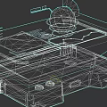 Red Electronic Device With Transparent Screen Featuring Geometric Patterns Lines Measurement Tools Buttons And Interfaces