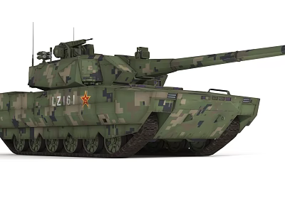 Military Tank Featuring Camouflage Paint Red Star Emblem And Long Gun Barrel 3d model