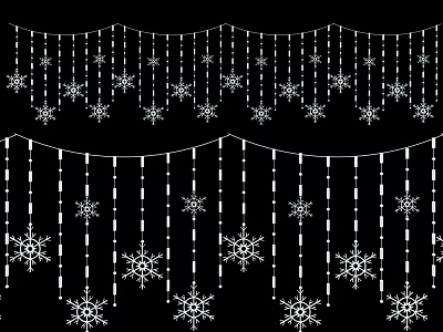 Hanging Decorative Lights With Snowflake Design For Festive Black Background Decoration 3d model