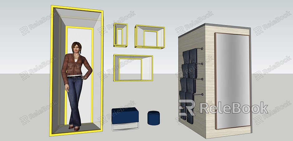 modern model clothing store furnishings model fitting mirror model