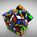 Colorful Rubik's Cubes With Chinese Fu Symbol Solved And Scrambled Patterns