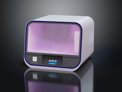White Modern Device With Purple Transparent Window And Digital Control Panel 3d model