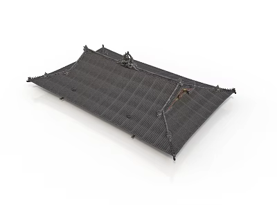 Traditional Chinese Architecture Roof Model With Detailed Tile Design And Curved Eaves Structure 3d model