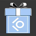 Daily Necessities Blue Gift Box With White Ribbon Bow And Number 10 Symbols