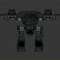 Sci Fi Mechanical Robot Character Featuring Armored Design And Green Yellow Accents