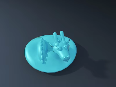Blue Animal Head Shaped Doll With Horns And Ears On Dark Background 3d model