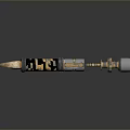Decorative Weapon Design With Gold And Black Patterns Metal Blade And Mechanical Structure