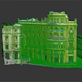 Yellow Residential Building Model Featuring Different Style Structures Street Scene Balconies and Windows