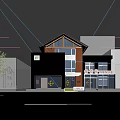 Modern Chinese Single Family Villa Exterior Design With White Walls Wooden Roof And Glass Windows