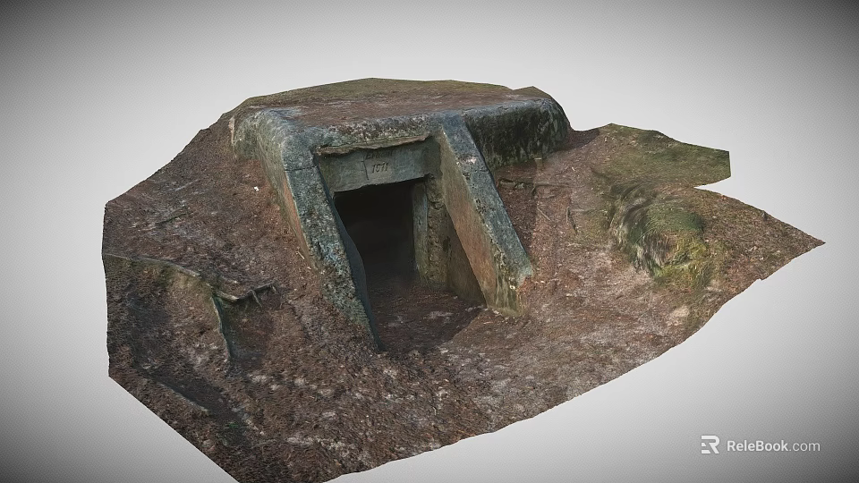 Ancient Weapon Storage Bunker With Stone Walls And Earth Covered Entrance 3d model 