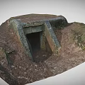 Ancient Weapon Storage Bunker With Stone Walls And Earth Covered Entrance