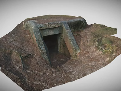 Ancient Weapon Storage Bunker With Stone Walls And Earth Covered Entrance 3d model