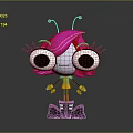 Cute Cartoon Ant Character With Big Eyes Pink Hair Striped Outfit And Antennae