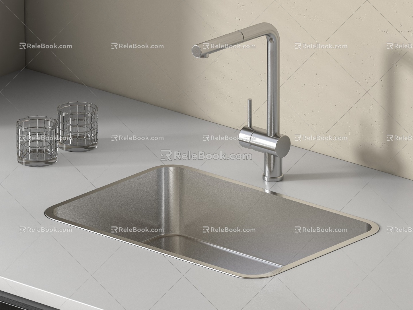 Stainless steel sink kitchen sink 3d model