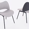 Modern Minimalist Dining Chairs With Gray Black Curved Backrest And Metal Legs