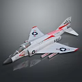US Navy Fighter Jet 151921 with Missiles on Wings and Gray White Red Color Scheme