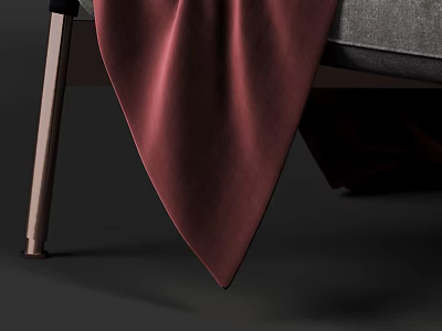 Modern Leisure Chair With Red Fabric Drape Gray Upholstery And Metal Legs Design 3d model