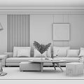 Modern sofa coffee table combination 3d model