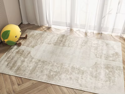 Soft Textured Light Beige Square Rug With Subtle Design On Wooden Floor Living Room Natural Light 3d model