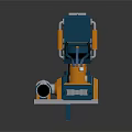 Industrial Robotic Arm Machinery With Blue Track System And Green Orange Components