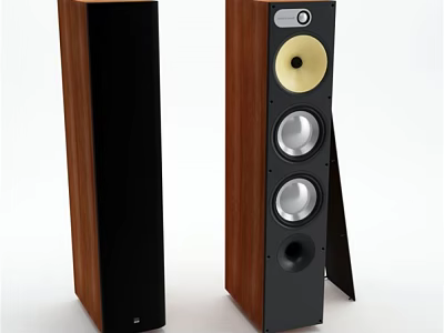 Hi-Fi Floor Standing Speakers With Wooden Finish Black Panel And Multi Driver Design 3d model