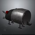 Rusty Metal Barrel Device With Red Button And Mechanical Character Features 3d model