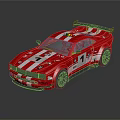 Pink And White Striped Race Car With Rear Spoiler Numbers 4 And 1 On Body