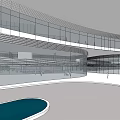 Modern Commercial Complex Featuring Glass Facade Curved Structure Atrium And Open Space 3d model