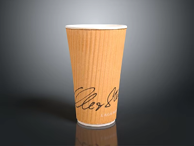 Brown Corrugated Paper Cup With Signature And 1982 Date Daily Use Household Item 3d model