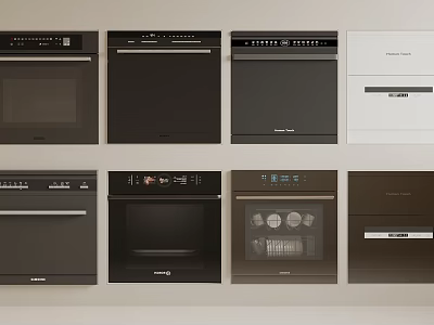 Modern Kitchen Appliances Featuring Various Oven Models In Different Colors And Designs 3d model