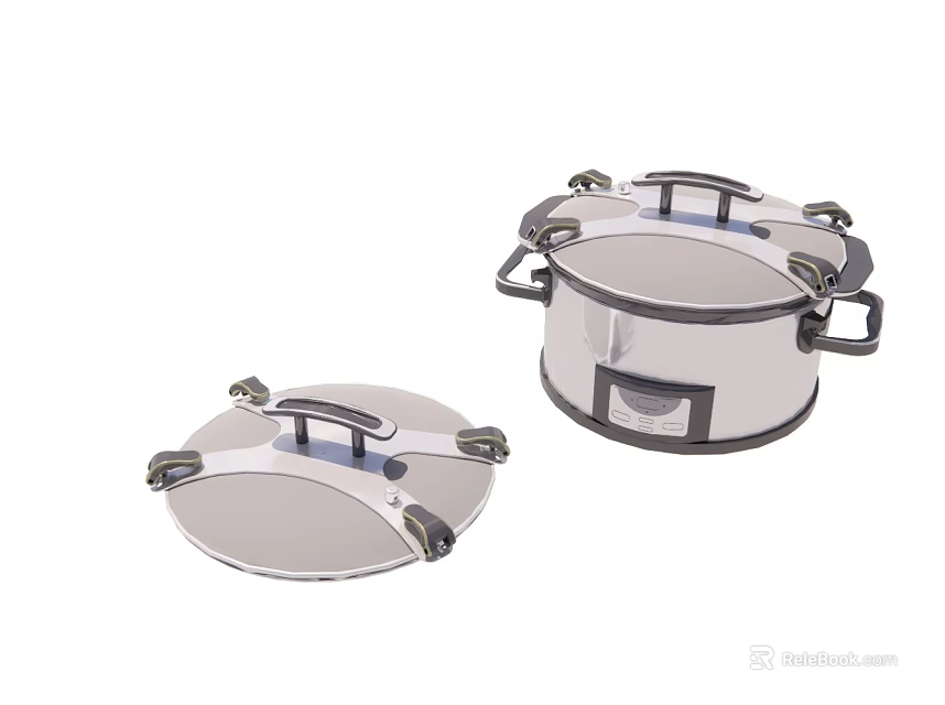Two Piece Stainless Steel Kitchen Cookware Set With Lids And Handles 3d model 