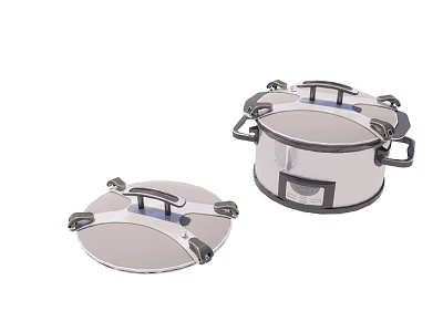 Two Piece Stainless Steel Kitchen Cookware Set With Lids And Handles 3d model