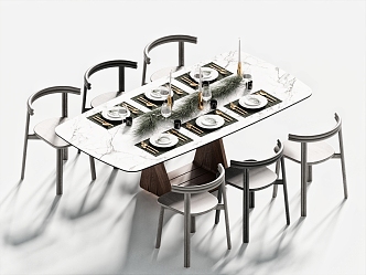 Modern Dining Table Chair Dining Table Single Chair Tableware 3d model