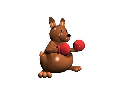 Brown Kangaroo Stuffed Toy Sitting With Red Boxing Gloves In Hands 3d model