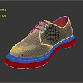 Black Lace Up Shoes With Orange Lining And Brown Sole Yellow Stitching