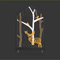 House Shaped Woodland Decorative Art Sculpture Featuring Trees Birds And Deer