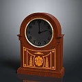 Wooden Mantel Clock With Arched Top White Dial And Golden Decorative Patterns