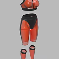 Orange and Black Activewear Set with Vest Shorts and Leg Warmers
