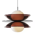Elegant Modern Layered Chandelier Featuring Brown White Metallic Rings Design