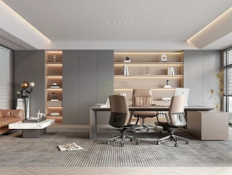 Office Manager Office Desk Chair Office Sofa Office Chair Bookcase Carpet Decorative Cabinet Roller Shutter 3d model
