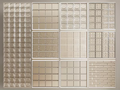 Multiple Decorative Partition Dividers With Grid Patterns And Textured Panel Designs 3d model