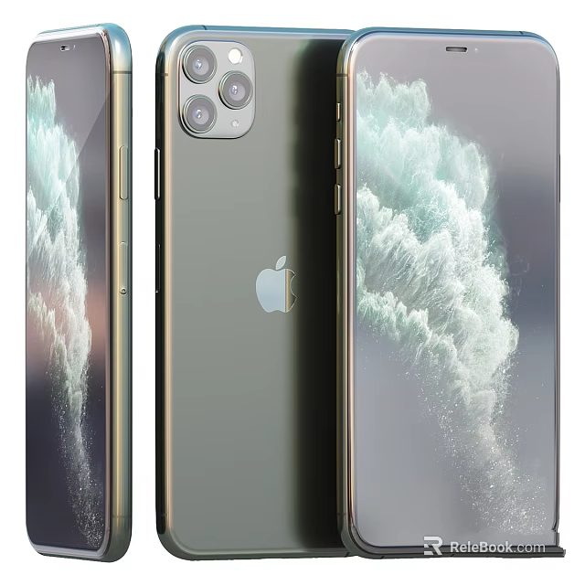 Apple iPhone Triple Camera Back Design with Golden Finish and Cloud Wallpaper 3d model