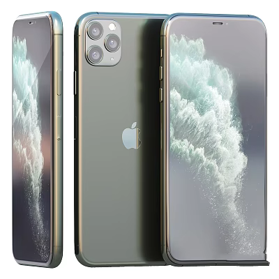 Apple iPhone Triple Camera Back Design with Golden Finish and Cloud Wallpaper 3d model